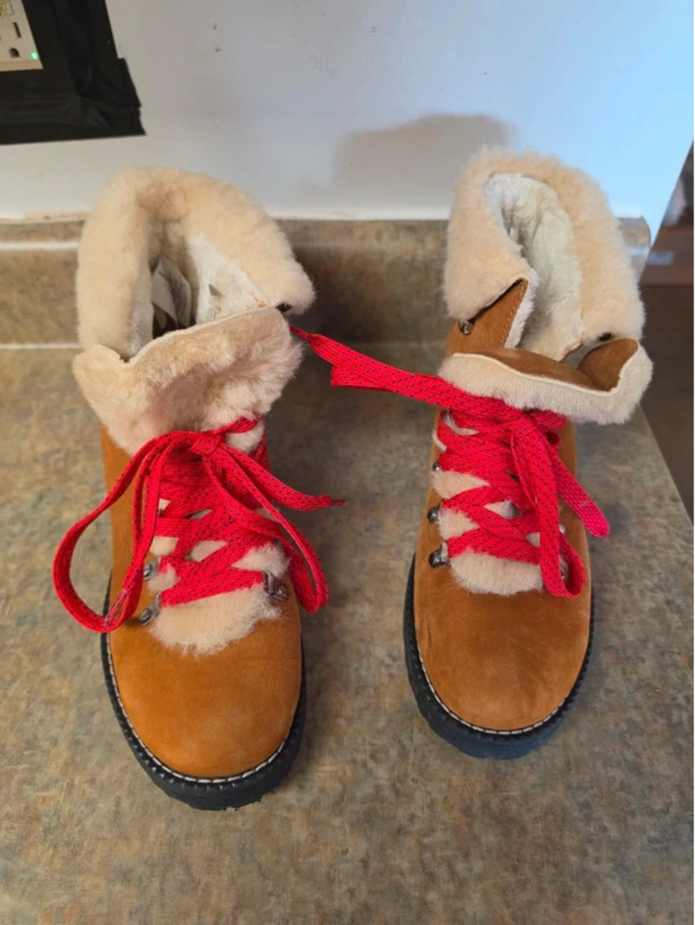 J.Crew Nordic Boots Glazed Pecan Shearling Leather Hiker Winter Women's Size 10